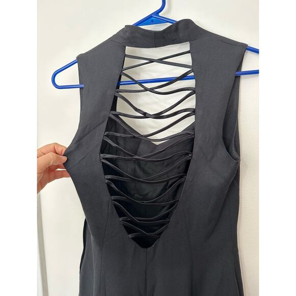 CDC Evening Black Cocktail Dress Size 6 Open Back - Picture 6 of 7